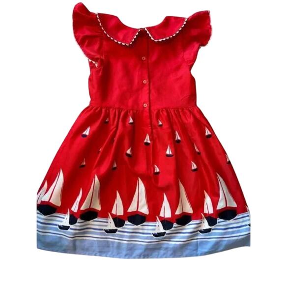 Janie and Jack Red Nautical Sailboat Dress Size 4 - Picture 6 of 7